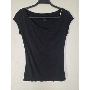 NWT Ron Herman T-Shirt Women S Black Cotton Sleeveless Collared Casual Top Tee